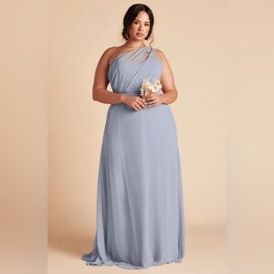 Birdy Grey - Kira Dress - Chiffon Dusty Blue with Slit - XXL